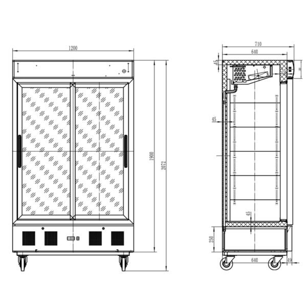 EDENOX ARMARIO EXPOSITOR REFRIGERADO DE MANTENIMIENTO DE 2 PUERTAS - Imagen 2