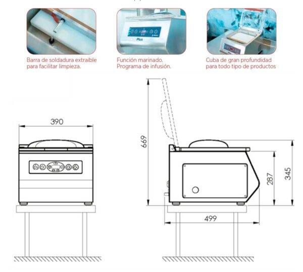 Edenox Envasadora al Vacío Sobremesa Sline-8 Plus - Imagen 4