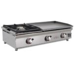 Plancha a gas 60 cm en acero rectificado 15 mm + fogón 6 Kw ARILEX con medidas 100PGRFN - Imagen 2