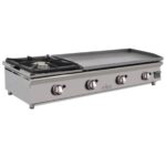 Plancha a gas 80 cm en acero 15 mm con baño cromo duro + fogón 6 Kw ARILEX 120PGCFN - Imagen 2