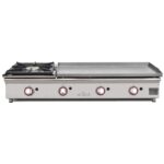 Plancha a gas 80 cm en acero 15 mm con baño cromo duro + fogón 6 Kw ARILEX 120PGCFN