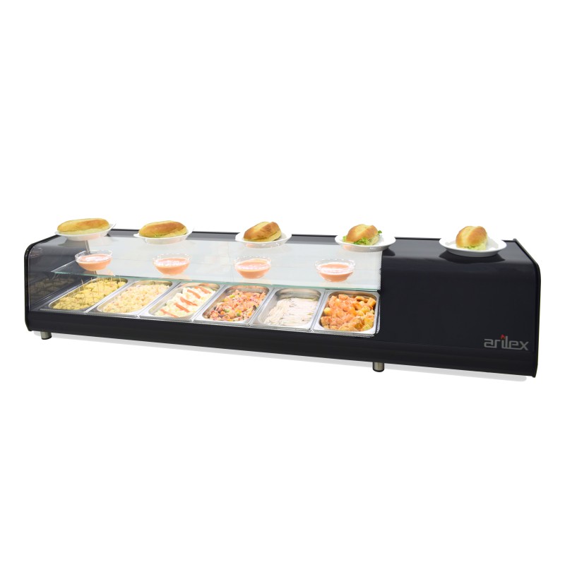 vitrina-refrigerada-de-tapas-arilex-8-bandejas-doble-piso-gn13-8vtg-vision-doble Vitrina refrigerada de tapas ARILEX 8 bandejas doble piso GN1/3 8VTG VISION DOBLE - Imagen 1